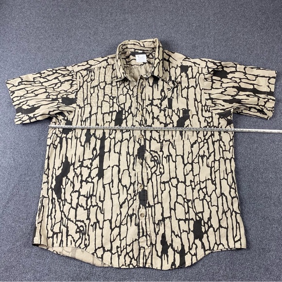 Vintage 80s Camouflage Trebark Camo Brown Hunting Pocket Polo Shirt Men’s Sz XL - Picture 11 of 12